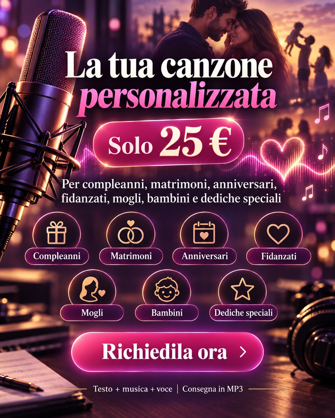 Canzone personalizzata con dedica - 25 euro